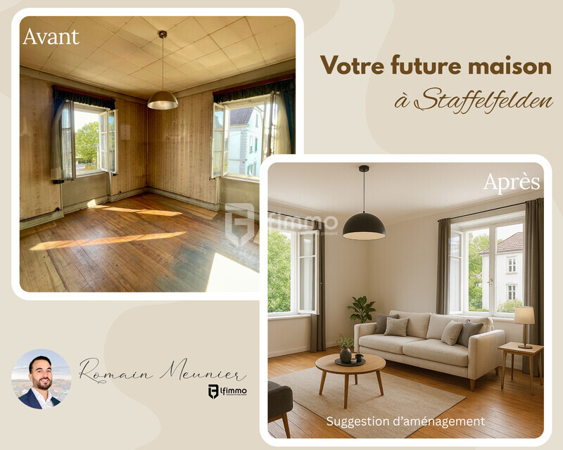 Maison / immeuble de caractère à fort potentiel et très vaste terrain - Avant-après salon