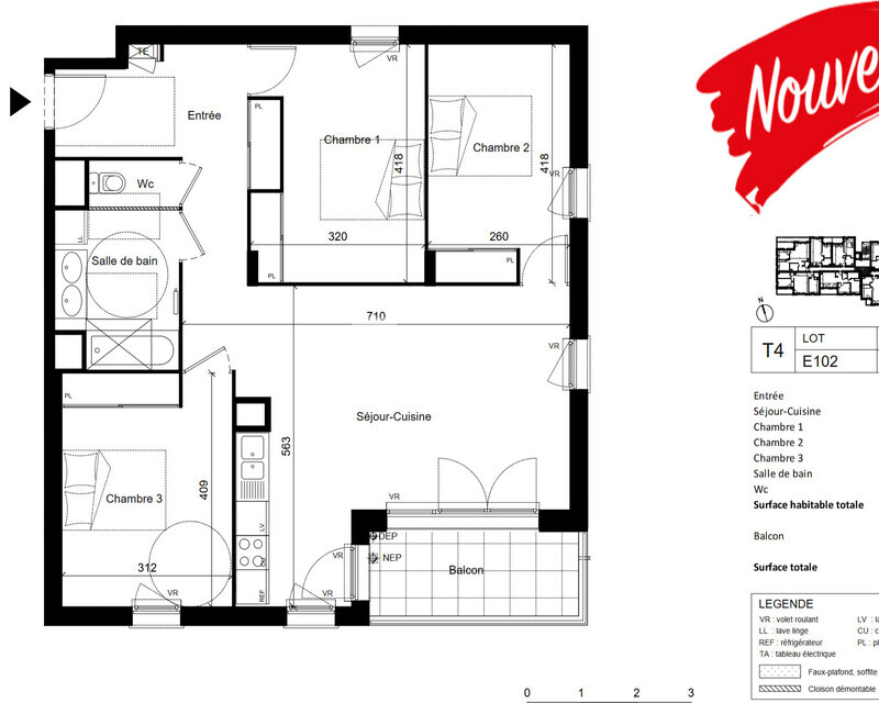 Givors T4 81.90m² terrasse 5.70 m² - E102 t4 268900  