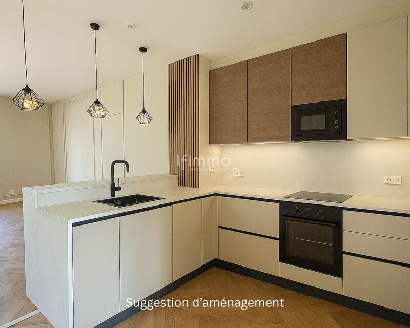 Sous compromis : Rez de jardin rénové dans une maison de Maître - Suggestion d aménagement cuisine 1