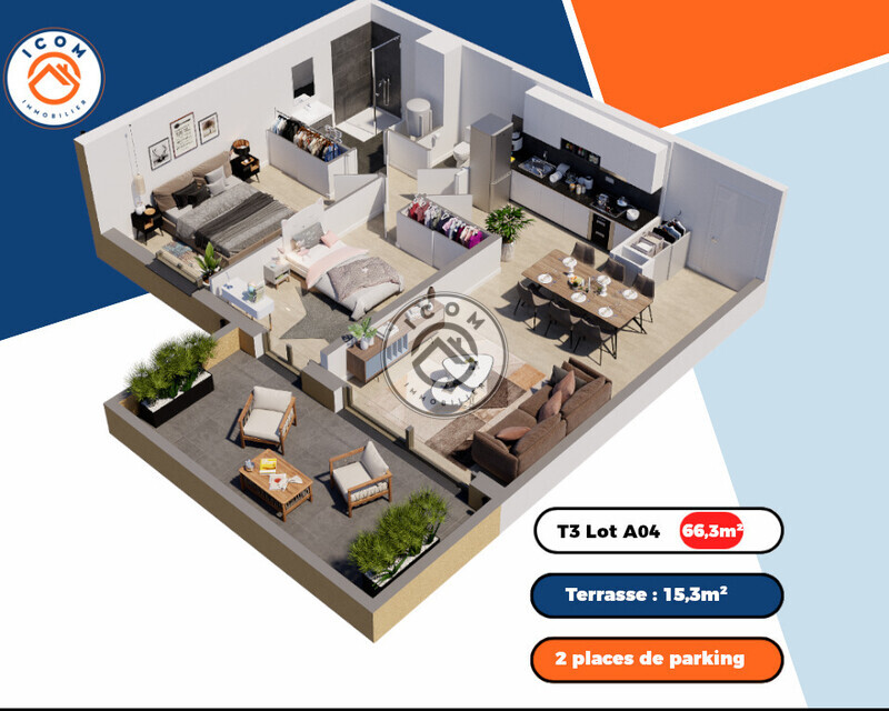 Appartement T3 avec parkings - A04 présentation